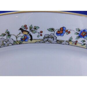 Syracuse China Cloisonne 14" Oval Serving Platter Birds Flowers Gold Trim